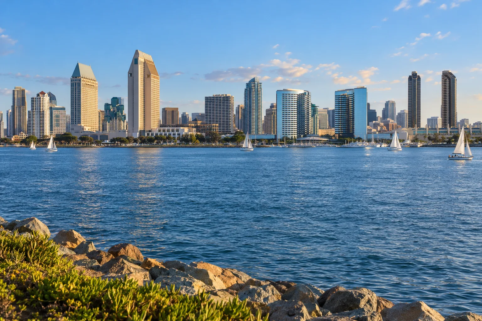 Illustration of the San Diego waterfront skyline